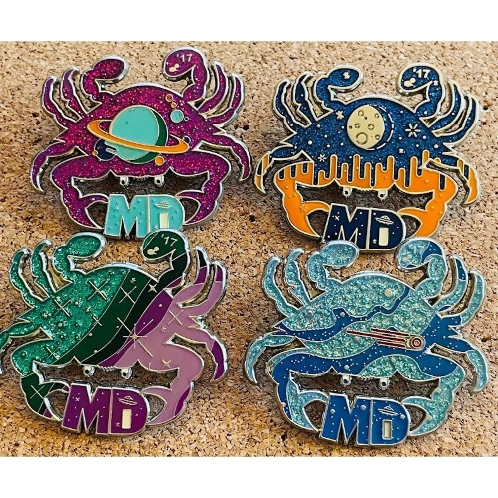 2017 Destination Imagination Enamel Pins Multicolor Excellent Maryland Crabs 4pc